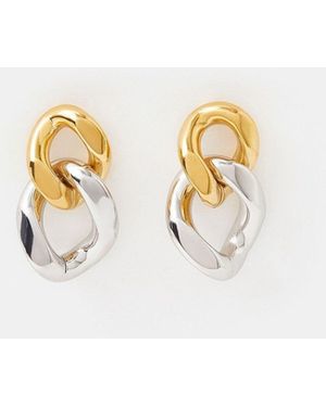 Accessorize Stainless Steel Mixed Metal Chain Drop Earrings - Metallic