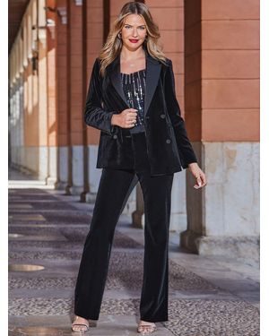 Sosandar Velvet Tuxedo Blazer - Black