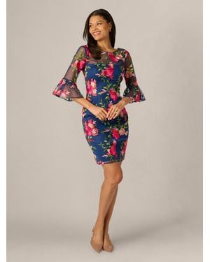 Adrianna Papell Petite Embroidered Short Dress - Blue