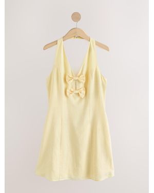 Next Halter Bow Mini Dress - Natural