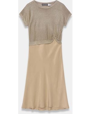 Mint Velvet Woven Mix Metallic Dress - Natural
