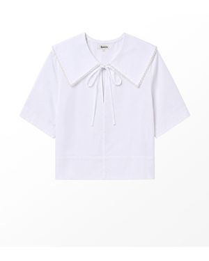 Ro & Zo Cotton Statement Collar Top - White