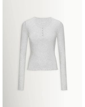 Tala Sleep Lounge Henley Long Sleeve Pajama Top - White