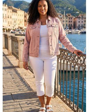 Roman Curve Mid Wash Denim Jacket - Pink