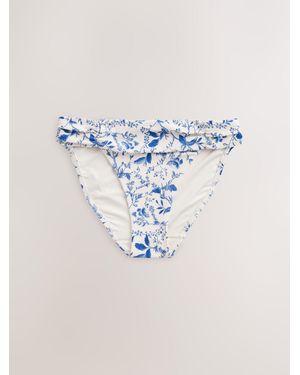 Next Ditsy Floral High Leg Frill Leg High Waist Bikini Bottoms - Blue