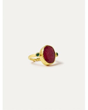 Ottoman Hands Lucia Ruby Cocktail Ring - Pink