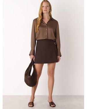 Whistles Side Buckle Mini Skirt - Brown