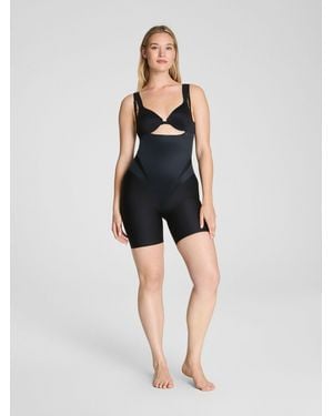 Spanx Transform Extra-Firm Control Open-Bust Mid-Thigh Bodysuit - Black