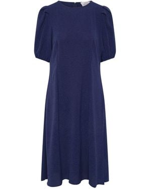 Gina Bacconi Flora Puff Sleeve Midi Dress - Blue