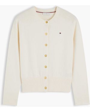 Tommy Hilfiger Slim Tone Button Jersey Cardigan - White