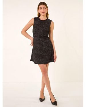Roman Textured Trim Detail Stretch Dress - Natural