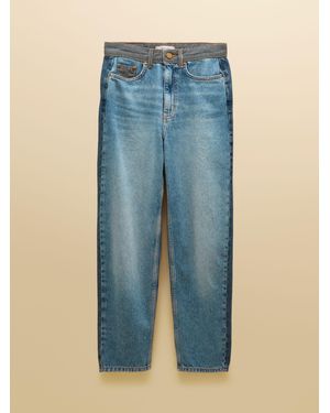 Joules Mid Wash Hotch Potch Relaxed Fit High Waisted Jean - Blue