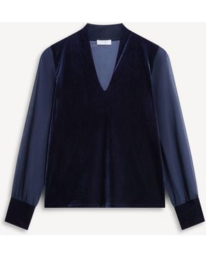 Hobbs Aimee Velvet Top - Blue
