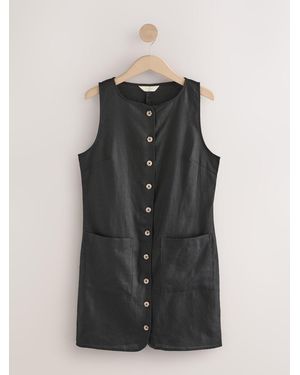 Next 100% Linen Shift Dress - Black