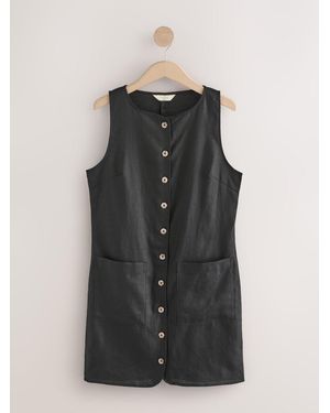 Next 100% Linen Shift Dress - Black