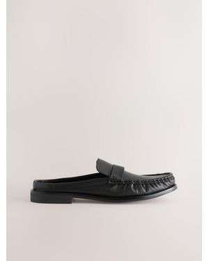 Next Forever Comfort Leather Ruched Mules - White