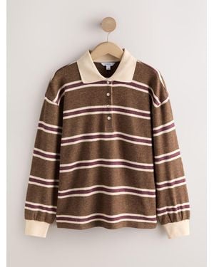 Next Striped Cozy Rugby Top - Brown
