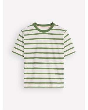 Boden Striped Relaxed Cotton T-Shirt - Gray