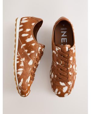 Next Deer Print Forever Comfort Leather Slim Sneakers - Brown