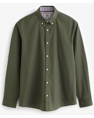 Next Stretch Oxford Long Sleeve Shirt - Green