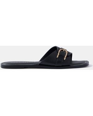Mint Velvet Kate Leather Mule Sandals - White
