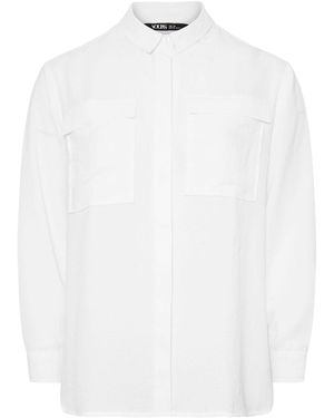 Yours Curve Langärmeliges Utility-Shirt48 - Weiß