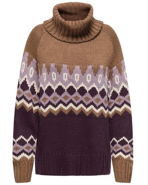ONLY Cosy Roll Neck Fairisle Pattern Jumper - Purple