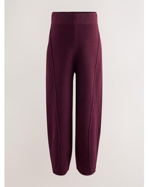Next Burgundy Maternity Barrel Leg Knit Pants - Purple