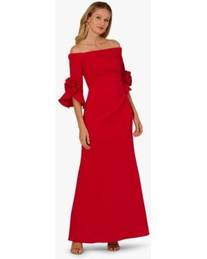 Adrianna Papell Rosette Scuba Crepe Gown - Red