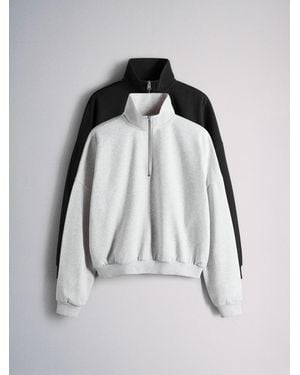 The Set 2 Pack Half Zip Funnel Neck Sweatshirts - Black