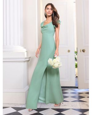 Lipsy Ruffle Sleeve Cowl Neck Maxi Dress - Green