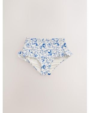 Next Ditsy Floral High Waist Frill Leg High Waist Bikini Bottoms - Blue