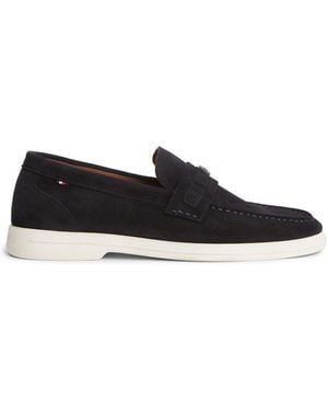 Tommy Hilfiger Flag Plaque Suede Loafers - White
