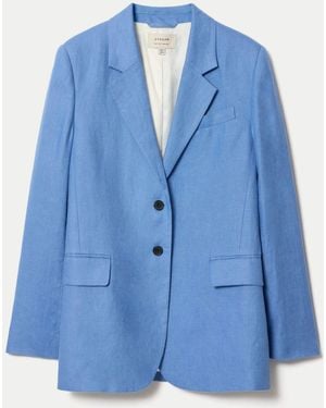 Jigsaw Linen Peak Lapel Blazer - Blue