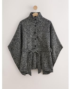 Next Back/ Speckled Tie Waist Coat Cover-Up - Gray