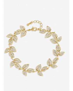 Jon Richard Tone Cubic Zirconia Leaf Bracelet - Metallic