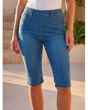 Roman Stretch Knee Length Pedal Pusher Shorts - Blue