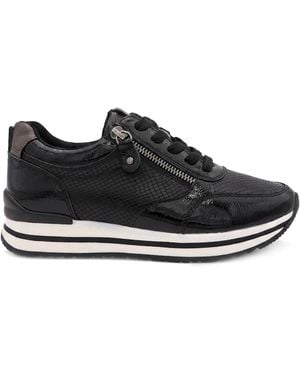 Pavers Wide Fit Zip & Lace Sneakers Cushioned Sole - Black