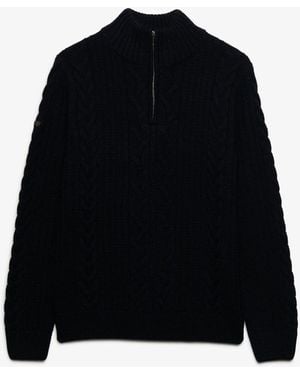 Superdry Jacob Cable Half Zip Knit Sweater - Black