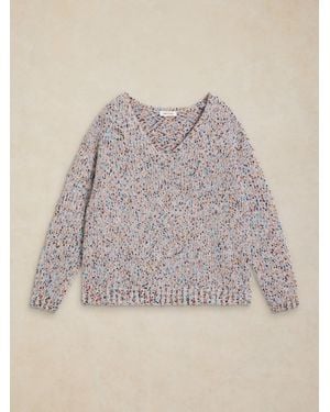 White Stuff Stuff Texture V-Neck Sweater - Gray
