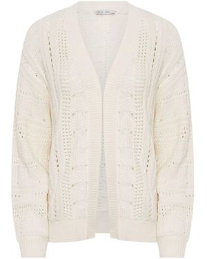 M Com Petite Crochet Knitted Cardigan - White