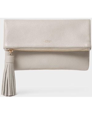Osprey Bexley Grainy Hide Leather Clutch Bag - White