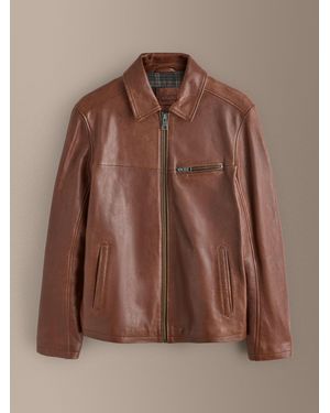 Next Leather Zip Through Jacket - Brown
