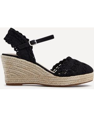 Linzi Riviera Woven Closed Toe Wedges - Schwarz