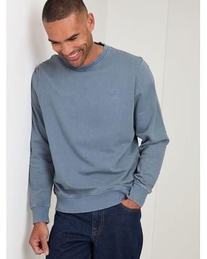 Threadbare Garment Dyed Crew Neck Sweatshirt - Blue