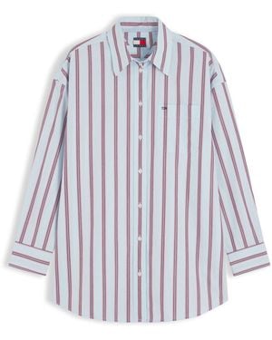 Tommy Hilfiger Oversized Fit Yarn Dyed Poplin Shirt - White