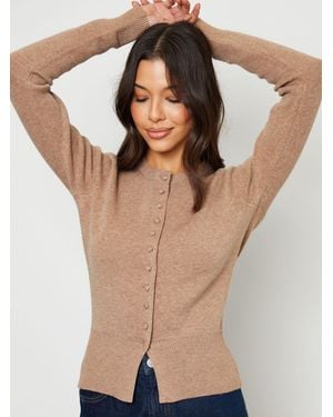 Threadbare Light Crew Neck Knitted Cardigan - Natural