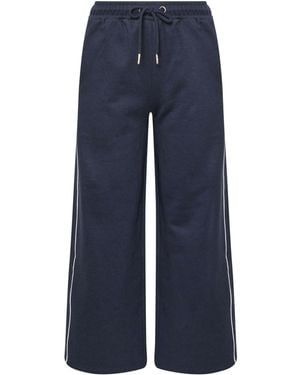 PixieGirl Petite Contrast Piping Wide Leg Sweatpants - Blue