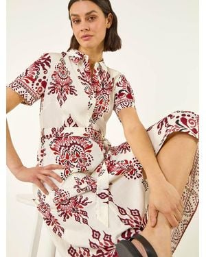 Roman Baroque Shirt Dress - Pink