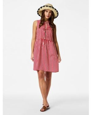Pieces Sleeveless Tie Short Dress - Red